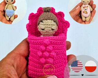 PDF Mini Baby Doll - Amigurumi Doll Crochet Pattern - Crochet Pattern for doll - PDF in English - CraftlyPattern