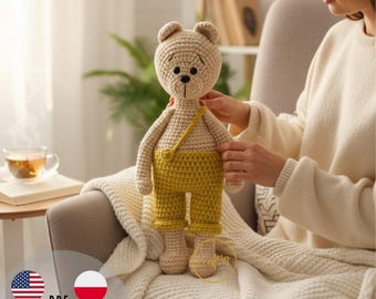 Patroon gehaakte beer (pdf-tutorial) - amigurumi teddybeer knuffeldier - digitale download - beginnersvriendelijk knuffeldier