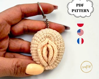 Mini Vagina Crochet Pattern - Funny Keychain Amigurumi PDF - Feminist Gift for Women - Bachelorette Party Favor - Vulva Plush Pattern - Digi