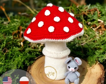 Mushroom Mouse Crochet Pattern PDF – Fall Amigurumi Mouse in Mushroom House – Halloween Crochet Pattern