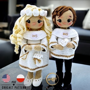 Patrón amigurumi de primera comunión para niña y niño (PDF, PDF en español), patrón de cuerpo de muñeca, CraftlyPattern