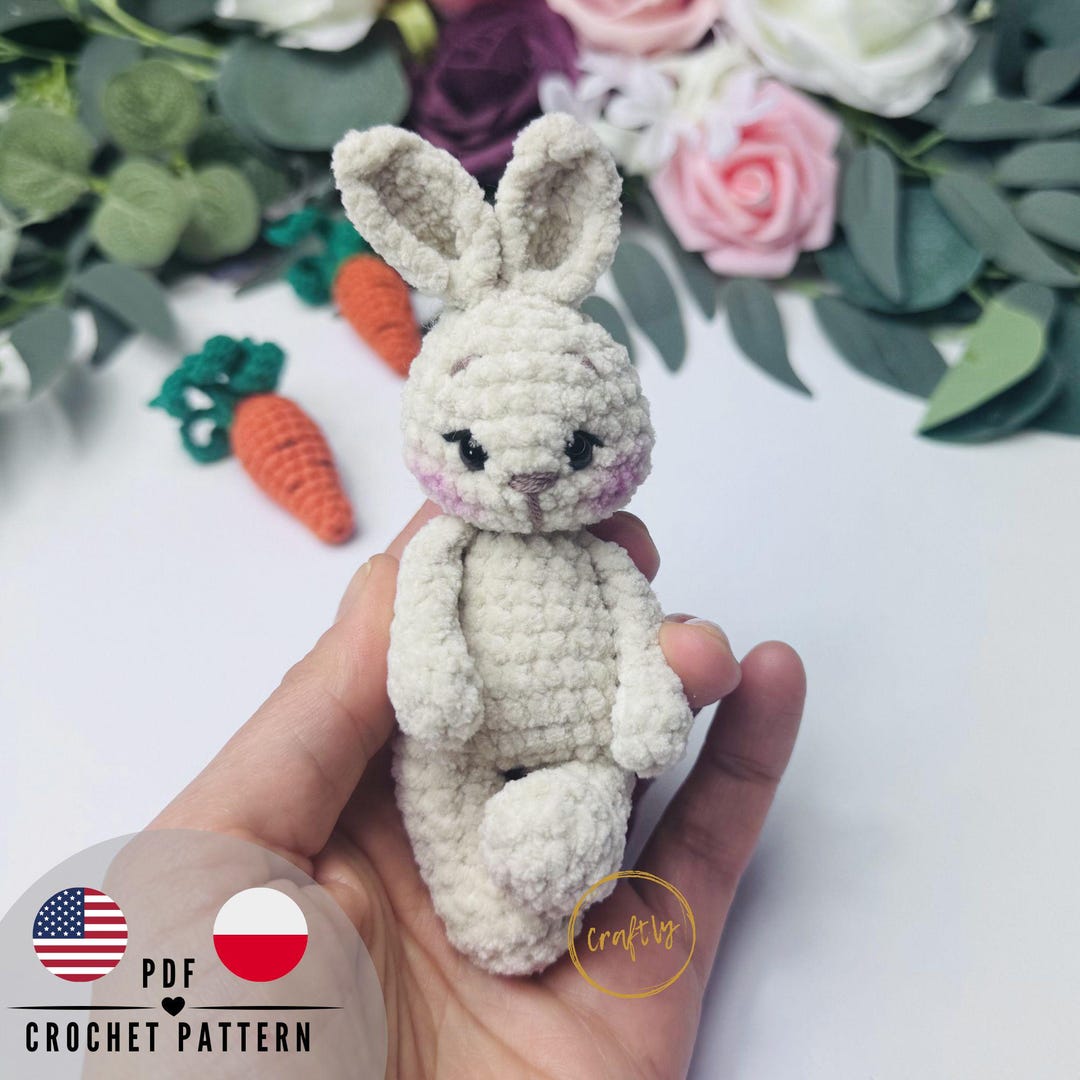 Min Crochet Rabbit Mini Bunny Crochet Pattern PDF – Mini Amigurumi Rabbit, Easy DIY ...
