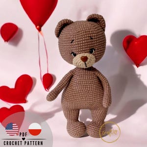 PDF Koko - the TEDDY BEAR crochet pattern, amigurumi crochet pattern, CraftlyPattern