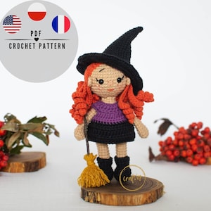 PDF mini WITCH crochet pattern, amigurumi witch doll crochet pattern, scary halloween pattern