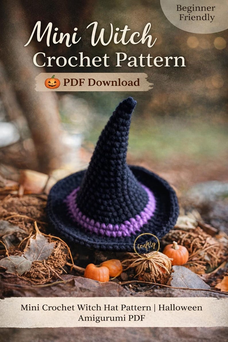 Mini Crochet Witch Hat Pattern PDF | Halloween Amigurumi Accessory ...