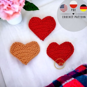 PDF Crochet Heart Pattern, Heart flat Pattern, Crochet gift, Valentine Crochet Pattern, craftlyPattern