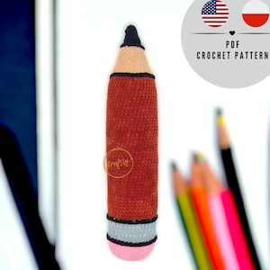 PDF 鉛筆かぎ針編みパターン、先生へのプレゼント、新学期、CraftlyPattern