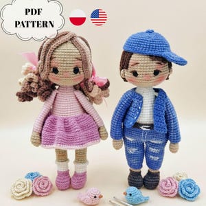 Schema per realizzare bambole amigurumi all'uncinetto, bambole per bambina e bambino, giocattolo interattivo in formato PDF