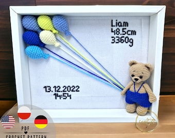 Crochet Teddy Bear Frame Pattern: Amigurumi Baby Room Decor (PDF Pattern)