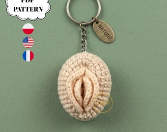 Vagina Crochet Pattern | Funny Keychain Amigurumi PDF | Feminist Gift, Bachelorette Party Gag Gift, Anatomy DIY Craft Tutorial