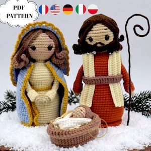 Nativity Crochet Pattern Bundle, Amigurumi Holy Family PDF, Mini Mary Joseph Jesus Tutorial, Christmas DIY Decor, Religious Crochet Gift