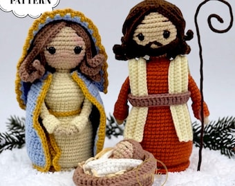Nativity Crochet Pattern Bundle, Amigurumi Holy Family PDF, Mini Mary Joseph Jesus Tutorial, Christmas DIY Decor, Religious Crochet Gift