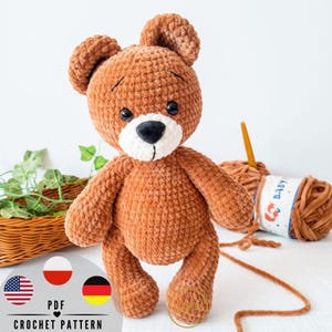 Easy Crochet Teddy Bear Pattern: Amigurumi Plush Toy DIY (PDF Download)