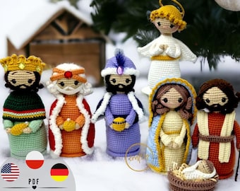 Nativity Crochet Pattern Bundle: Mini Amigurumi Mary, Joseph, Jesus (PDF)