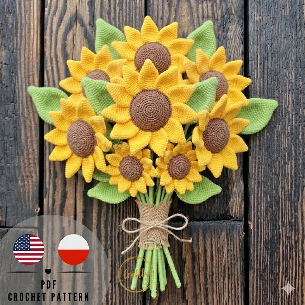Easy Crochet Sunflower Bouquet Pattern | PDF Tutorial for Floral Home ...