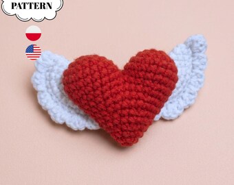 Patrón de corazón de ganchillo con alas, regalo de San Valentín (patrón en PDF)