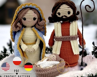 PDF Nativity Crochet bundle Pattern, christmas Mini Amigurumi Mary, Joseph, Baby Jesus, Scene Doll Xmas Decorations