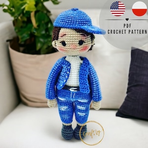 PDF amigurumi boy doll crochet pattern, Pdf in English, body doll pattern, CraftlyPattern