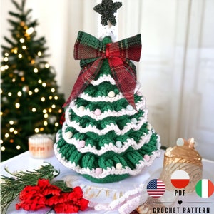 PDF CHRISTMAS tree crochet pattern, mini christmas tree, English, Italian, Polish, CraftlyPattern