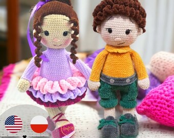 Amigurumi Doll Crochet Pattern: Ballerina and Boy (PDF Pattern)