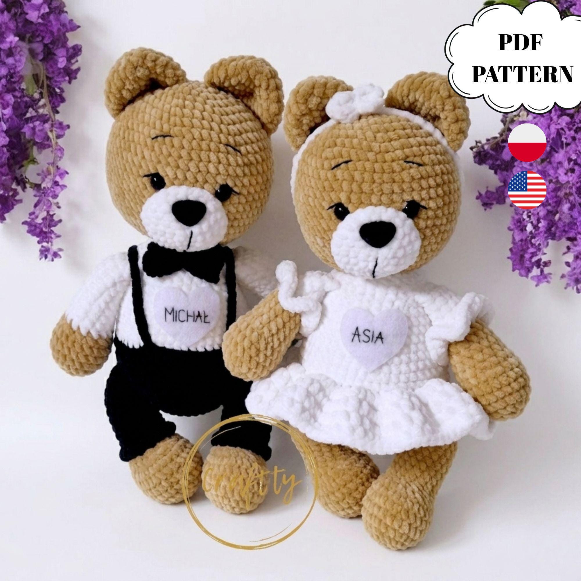 あみぐるみ　クマ　新郎新婦　ウェディング　2体セット　ハンドメイド　結婚祝い ウェディングあみぐるみ - Etsy 日本