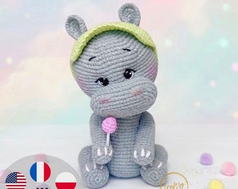 Hippo Crochet Pattern - Amigurumi PDF, Animal Toy