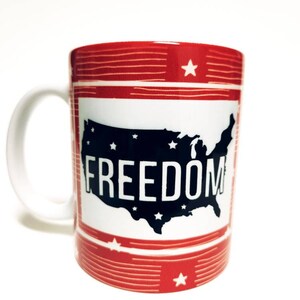 Red Fourth Of July Coffee Mug 12-15 oz