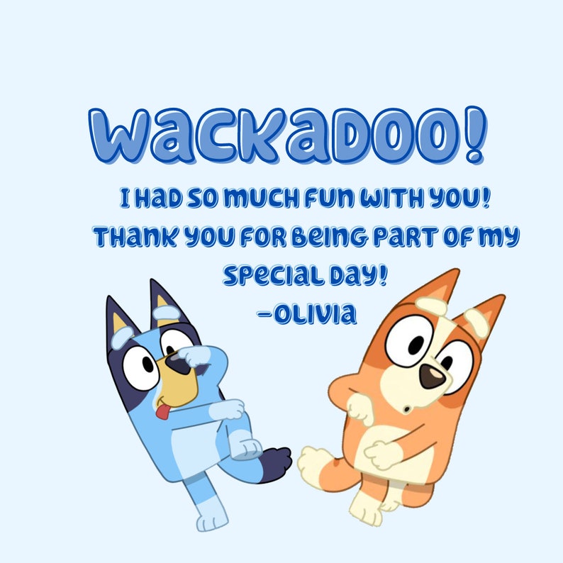 Bluey Birthday Invitation, Thank You Card, Sticker DIGITAL FILE ONLY Etsy