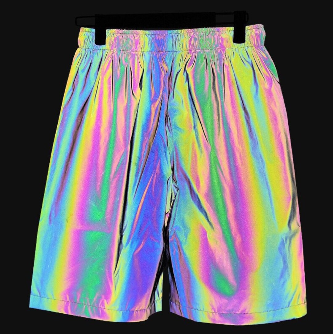 Reflective Rave Shortsmens Rave Clothesfestival Etsy
