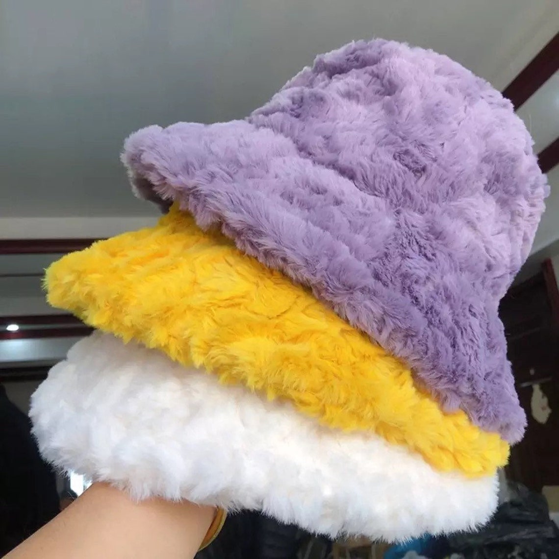 Furry Bucket Hatwinter Bucket Hat Faux Fur Warmfestival Etsy