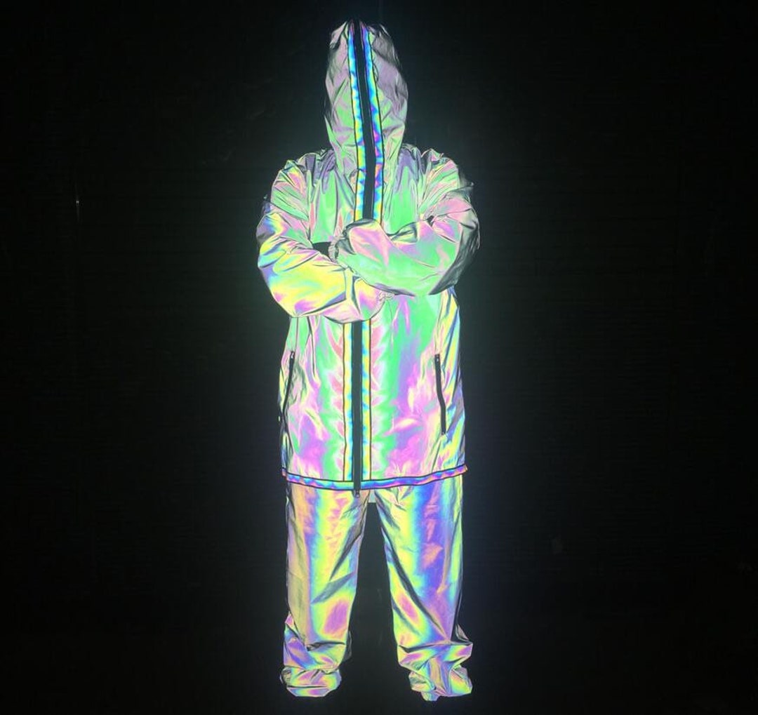 Reflective Zip up Trench Coatrave Clotheslight Reflecting Etsy