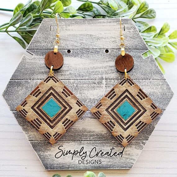 Inlay Nested Diamond Laser Engrave Earring Digital Download Etsy