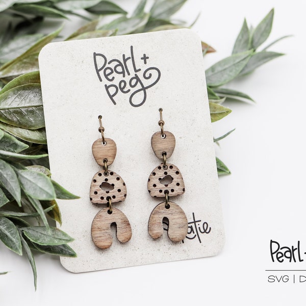 Three Part Abstract Dangle Laser Engraved Earrings Digital Download