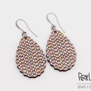 Stranded Hearts Laser Engraved Earrings Digital Download