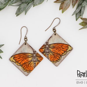 Monarch Half Butterfly Laser Engraved Earrings Digital Download