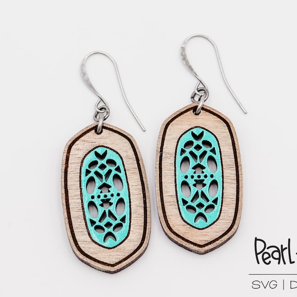 Tribal Center Cutout Laser Engraved Earrings Digital Download