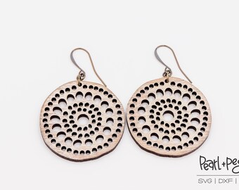Multi Sized Hole Cutout Laser Engraved Earrings Digital Download