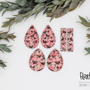 Flamingo Assorted Design Shapes Bundle Laser Engraved Earrings Digital Download