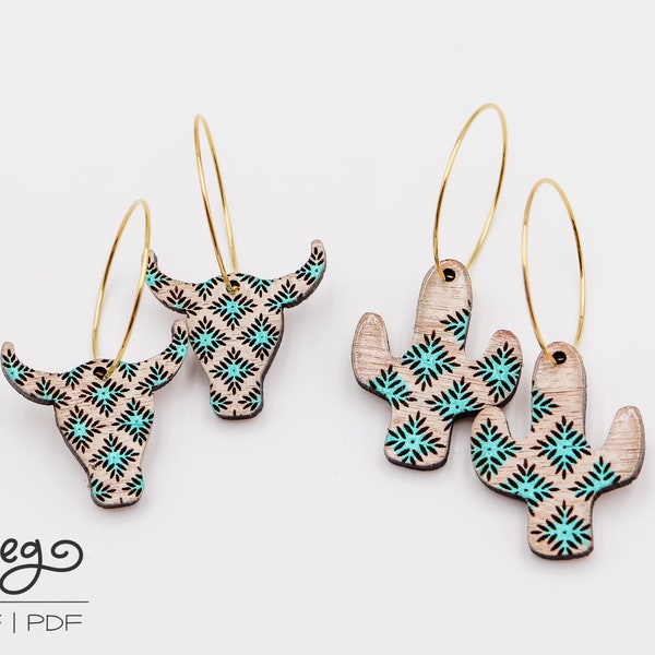 Southwestern Dangles Laser Engraved Earrings Digital Download