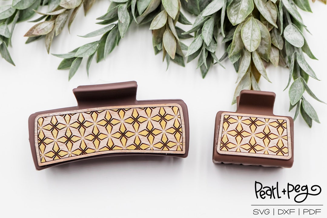 Diamond Pattern Hair Clips Laser Engraved Hair Clip File Etsy