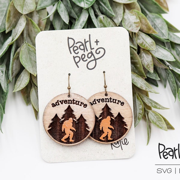 Adventure Sasquatch Laser Engraved Earrings Digital Download