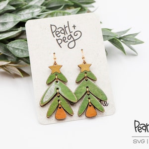 Layered Tree Dangles Laser Engraved Earrings Digital Download