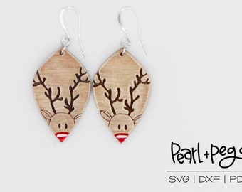 Rudolph Drop Laser Engraved Earrings Digital Download
