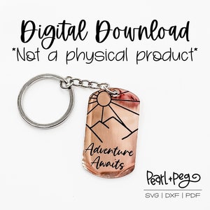 La aventura espera el archivo de descarga digital en blanco de joyería de metal digital