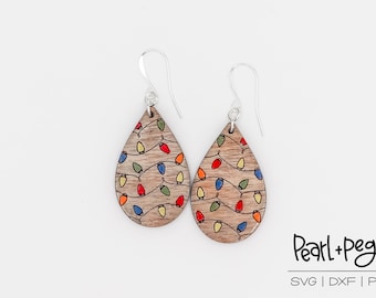 Strung Lights Drop Laser Engraved Earrings Digital Download