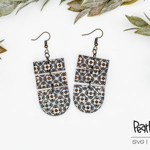 Art Floral Deco 3 Part Laser Engraved Earrings Digital Download