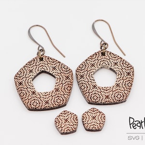 Textured Pentagon Hoop and Studs Laser Engraved Earrings Digital Download