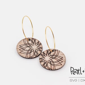 Wide Layered Flower Laser Engraved Earrings Digital Download