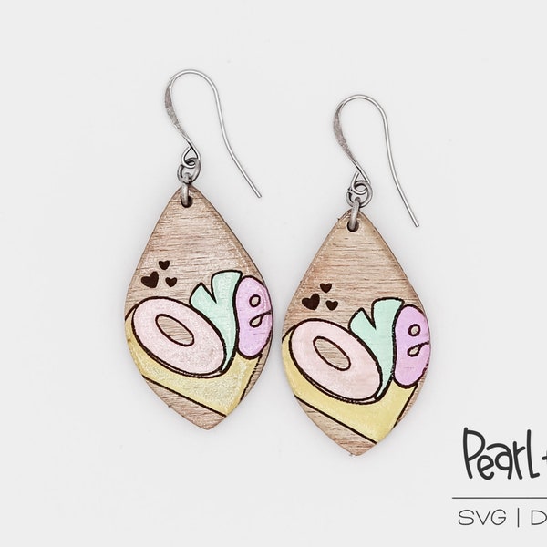 Trendy Love Drop Laser Engraved Earrings Digital Download