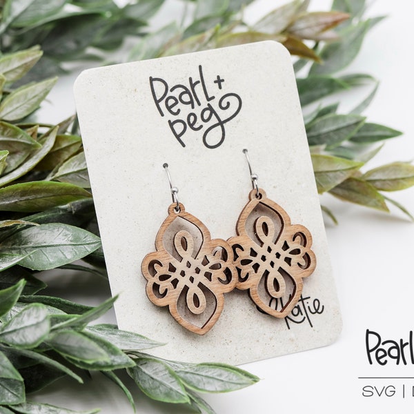 Simple Quad Cutout Laser Engraved Earrings Digital Download